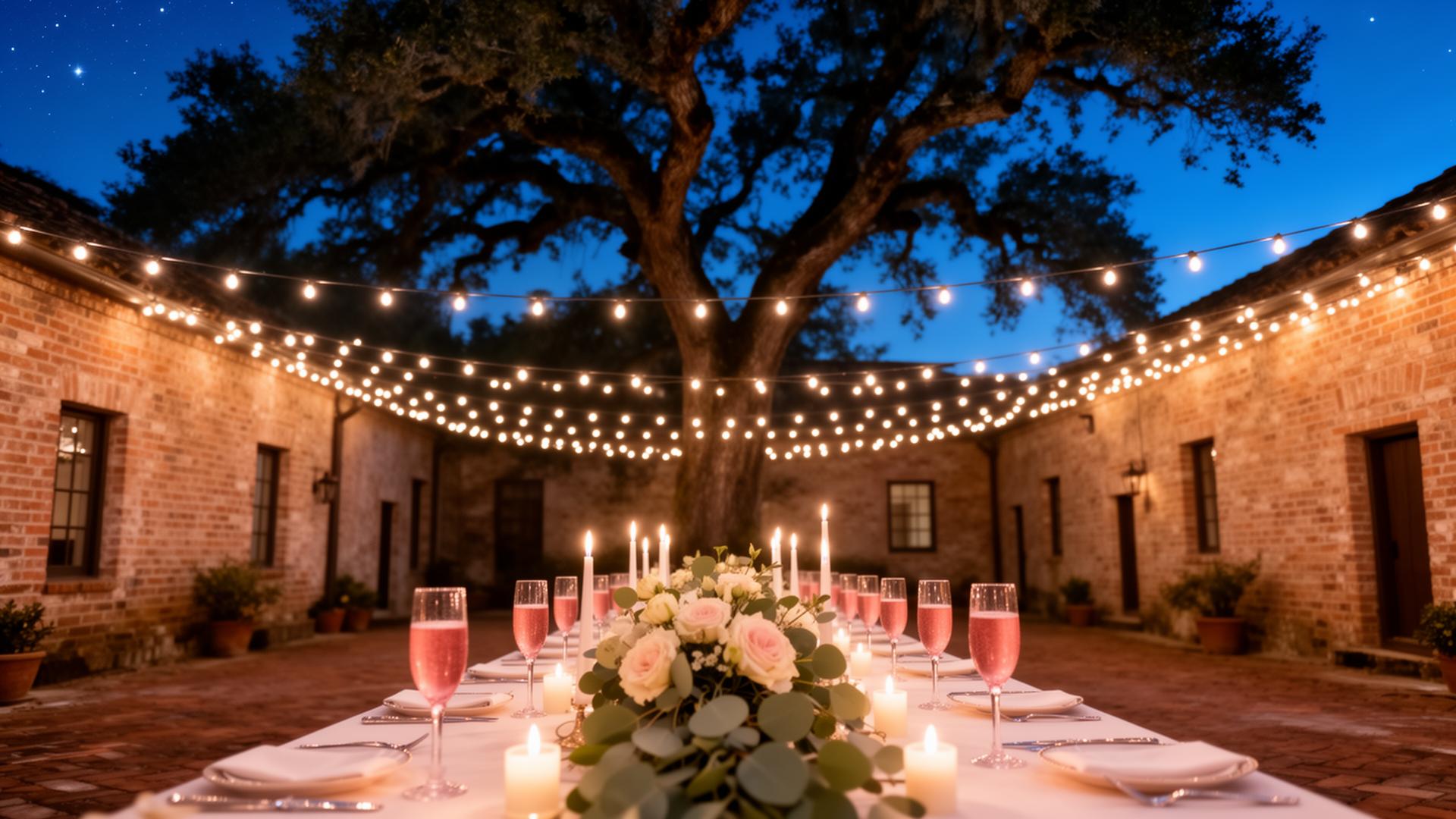 Friends raising glasses at a birthday gathering under fairy lights