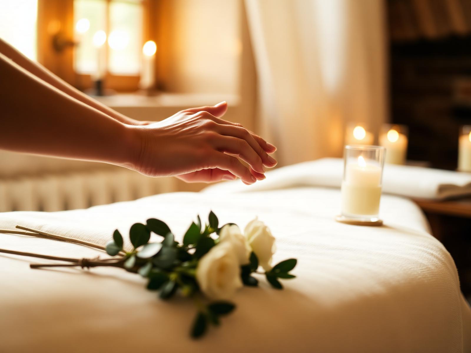 Bride receiving a side-by-side massage in a quiet treatment room